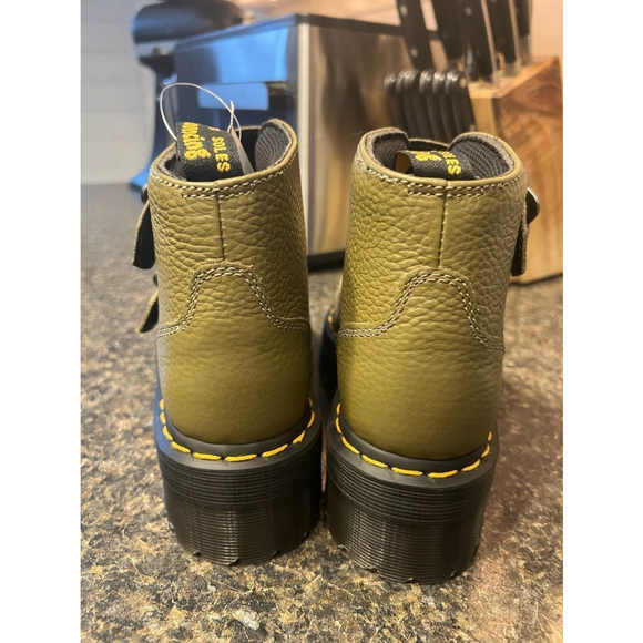 New Dr. Martens Devon Flower Buckle Platform Leather Boot - Picture 5 of 10